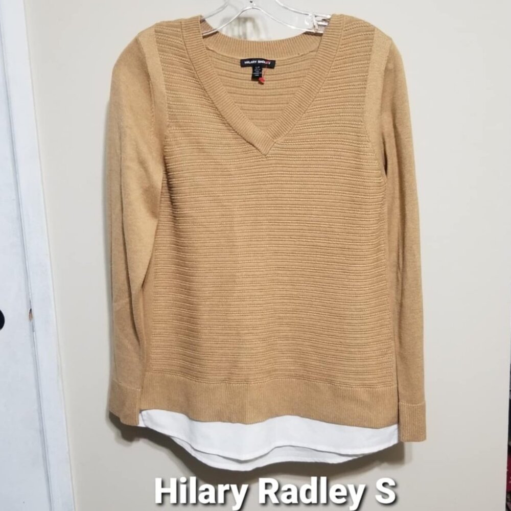 Hilary Radley Top Small Sweater Carmel Shirt-tail Contemporary Modern